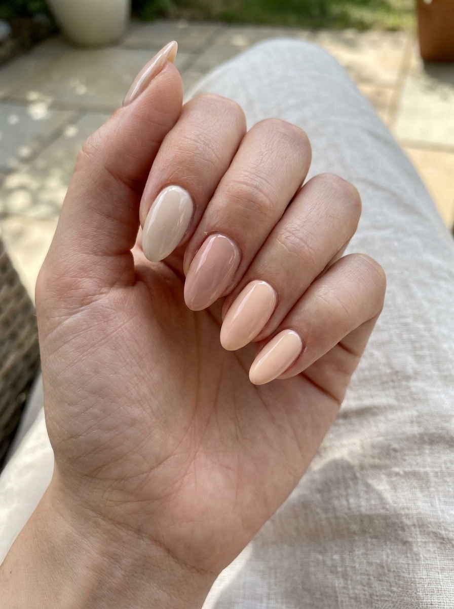 Elegant Summer Nude Mix Nails als Nägel Inspiration Sommer Schlicht Inspiration 2026